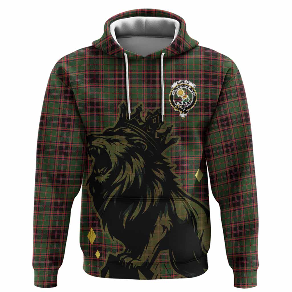 Buchan Tartan Family Crest Hoodie Crowned Lion Roaring