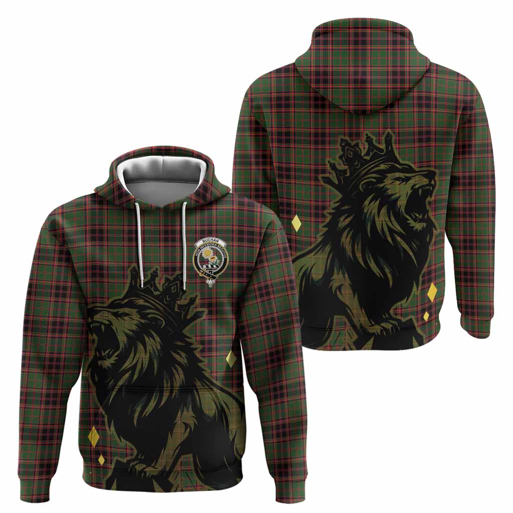 Buchan Tartan Family Crest Hoodie Crowned Lion Roaring