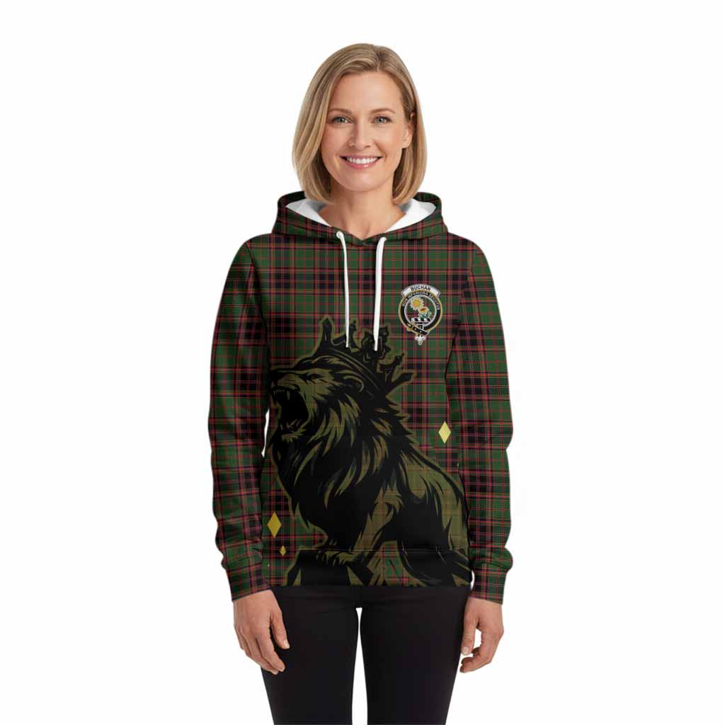 Buchan Tartan Family Crest Hoodie Crowned Lion Roaring