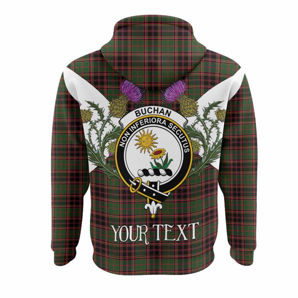 Buchan Tartan Family Crest Hoodie Scottish Burns Night Thistle Floral