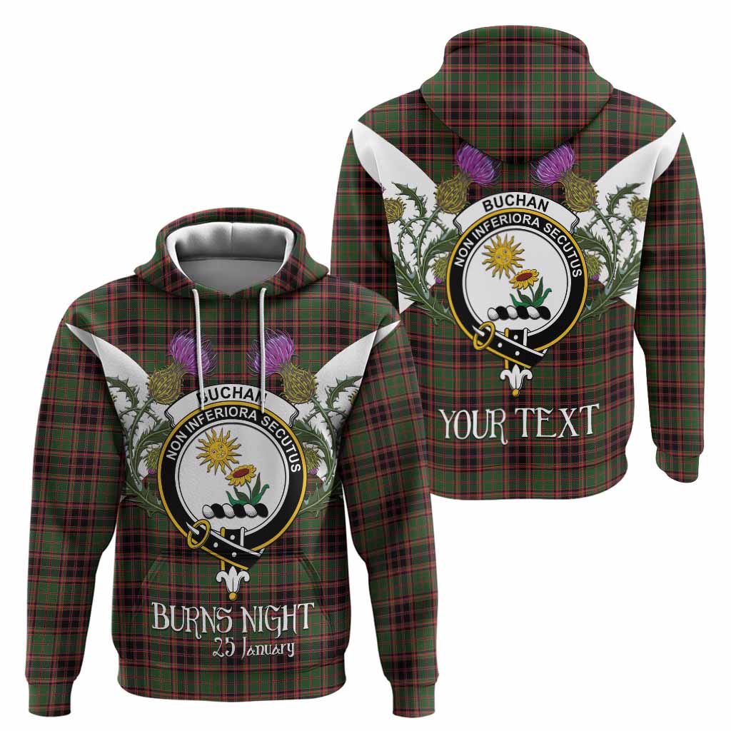 Buchan Tartan Family Crest Hoodie Scottish Burns Night Thistle Floral