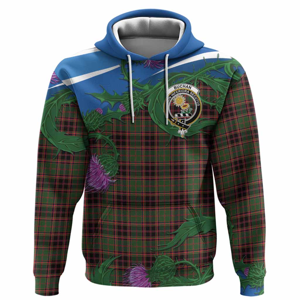 Buchan Tartan Family Crest Hoodie Thistle in Minimalism