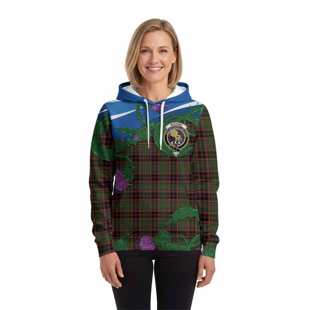 Buchan Tartan Family Crest Hoodie Thistle in Minimalism
