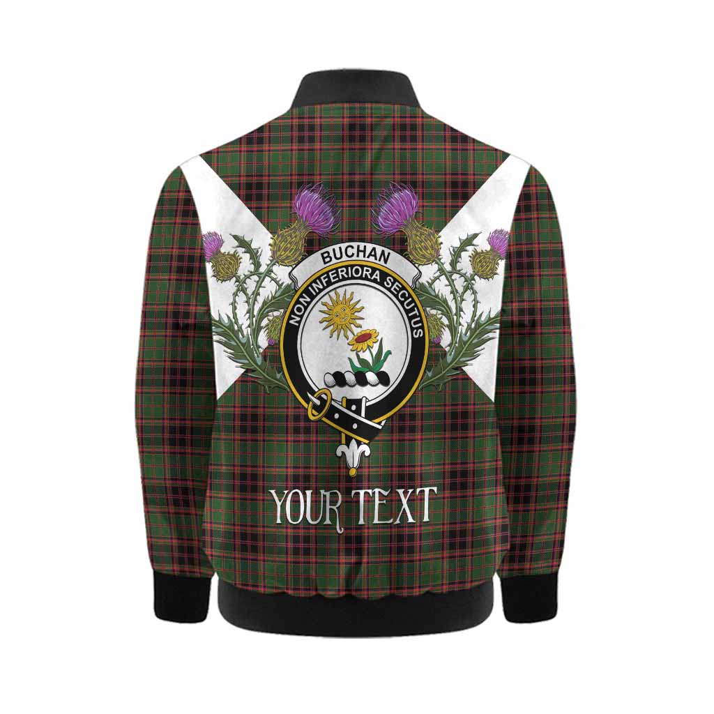Buchan Tartan Family Crest Kid Bomber Jacket Scottish Burns Night Thistle Floral