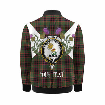 Buchan Tartan Family Crest Kid Bomber Jacket Scottish Burns Night Thistle Floral