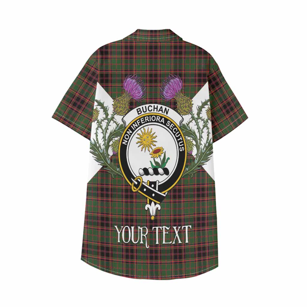 Buchan Tartan Family Crest Kid Hawaiian Shirt Scottish Burns Night Thistle Floral