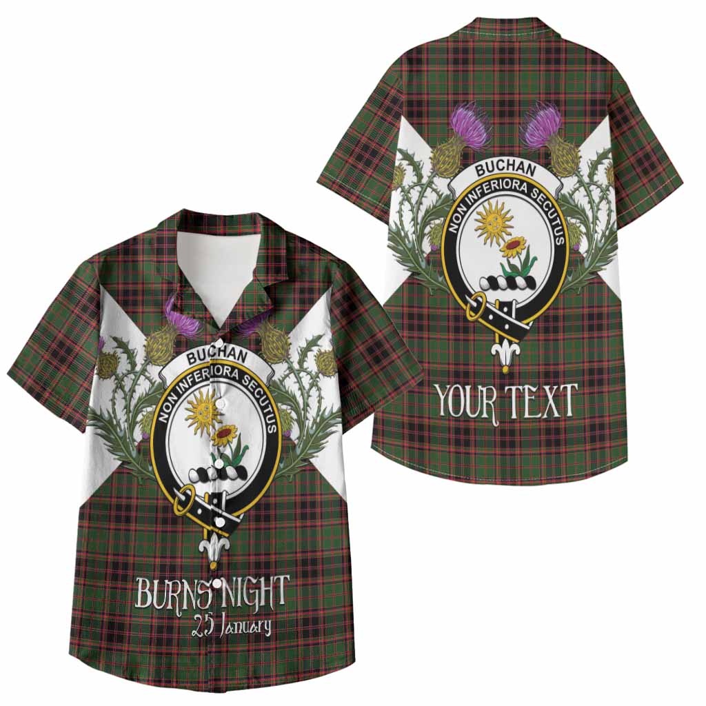 Buchan Tartan Family Crest Kid Hawaiian Shirt Scottish Burns Night Thistle Floral