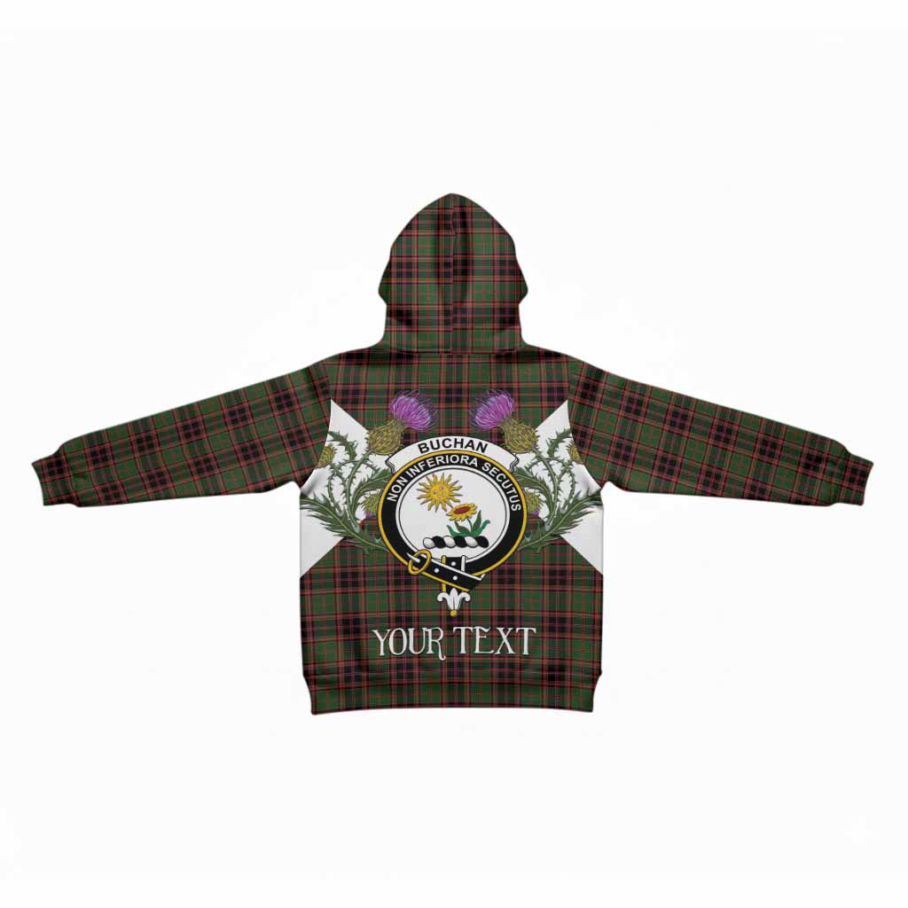 Buchan Tartan Family Crest Kid Hoodie Scottish Burns Night Thistle Floral