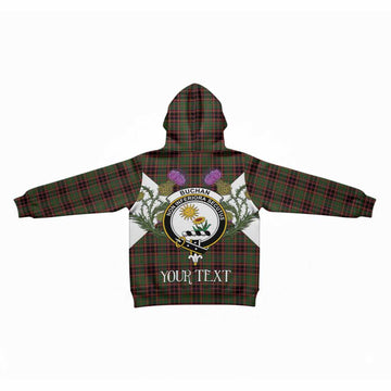Buchan Tartan Family Crest Kid Hoodie Scottish Burns Night Thistle Floral