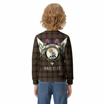 Buchan Tartan Family Crest Kid Knitted Sweatshirt Scottish Burns Night Thistle Floral