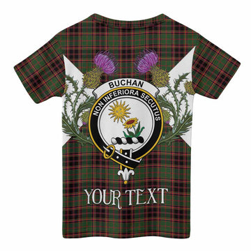 Buchan Tartan Family Crest Kid T-shirt Scottish Burns Night Thistle Floral