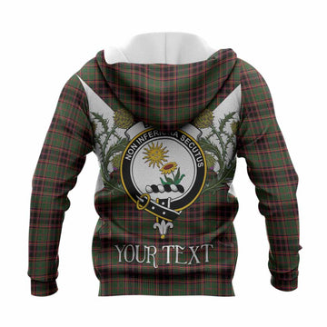 Buchan Tartan Family Crest Knitted Hoodie Scottish Burns Night Thistle Floral