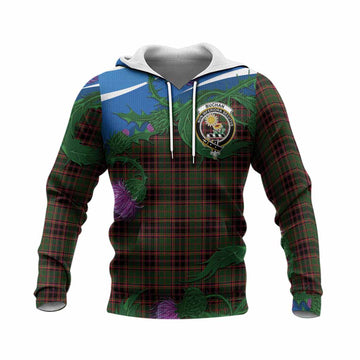 Buchan Tartan Family Crest Knitted Hoodie Thistle in Minimalism