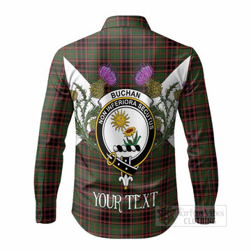Buchan Tartan Family Crest Long Sleeve Button Shirts Scottish Burns Night Thistle Floral