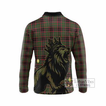 Buchan Tartan Family Crest Long Sleeve Polo Shirt Crowned Lion Roaring