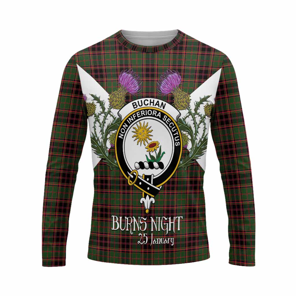 Buchan Tartan Family Crest Long Sleeve T-Shirt Scottish Burns Night Thistle Floral
