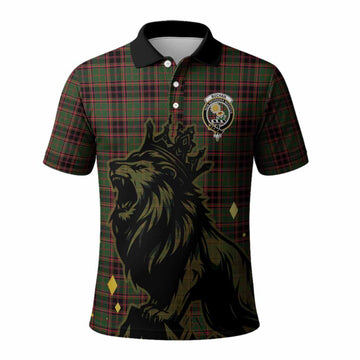 Buchan Tartan Family Crest Polo Shirt Crowned Lion Roaring