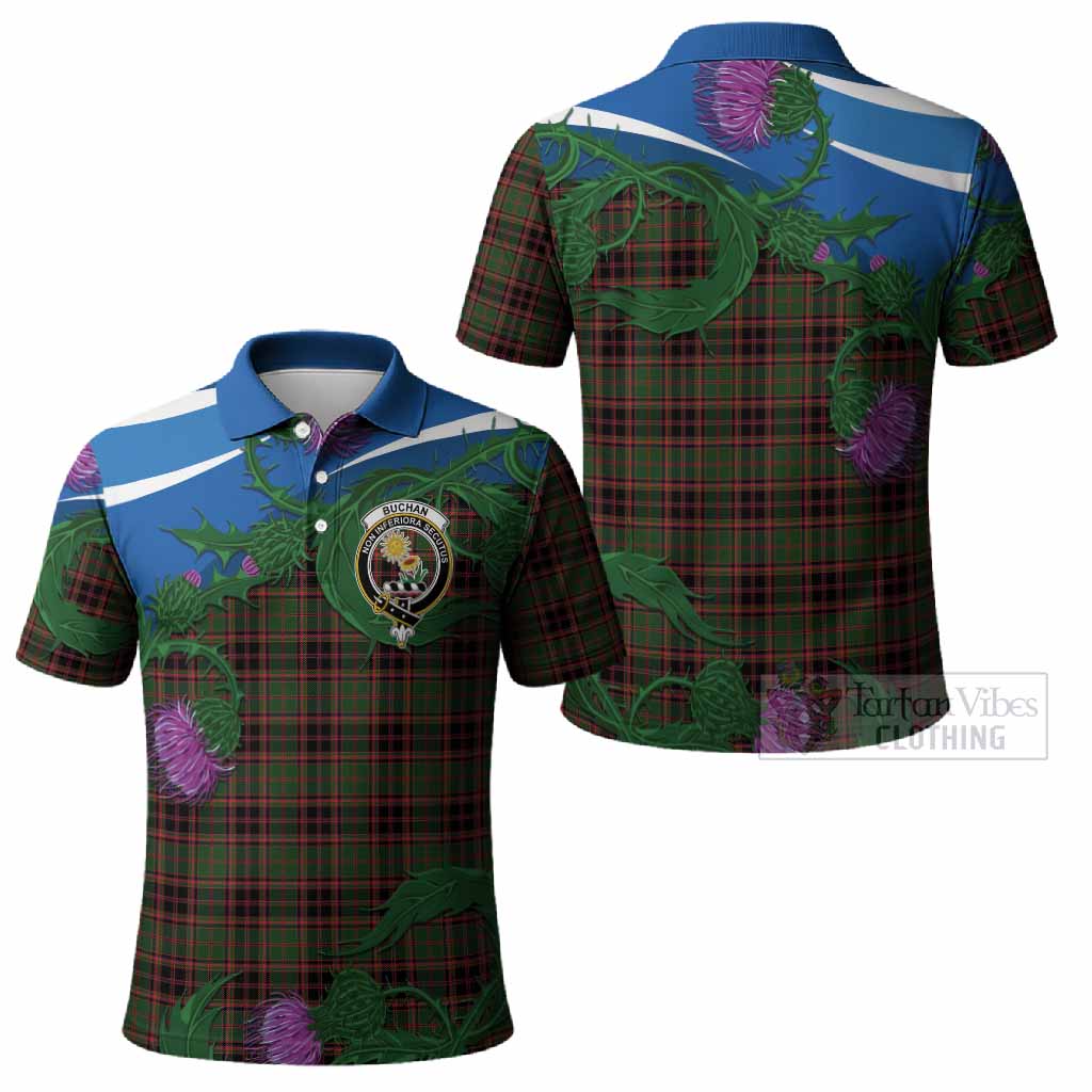 Buchan Tartan Family Crest Polo Shirt Thistle in Minimalism