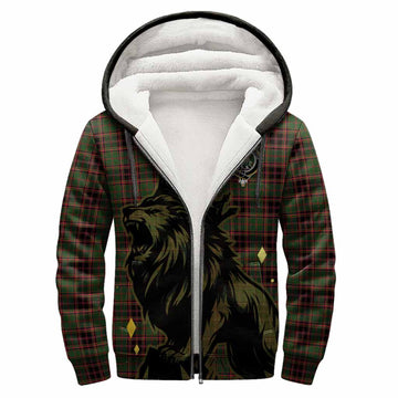 Buchan Tartan Family Crest Sherpa Hoodie Crowned Lion Roaring