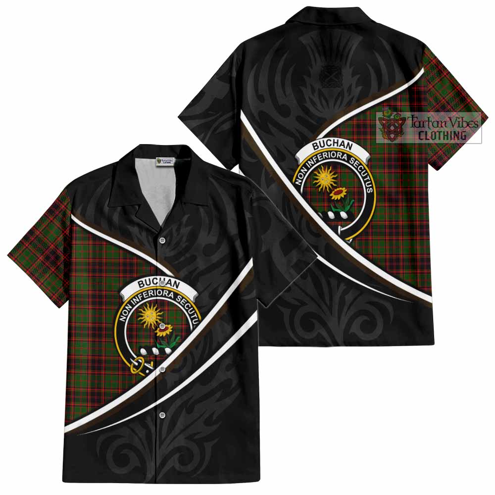 Buchan Tartan Family Crest Short Sleeve Button Shirt Celtic Scottish Thistle Floral - Tartan Vibes Clothing