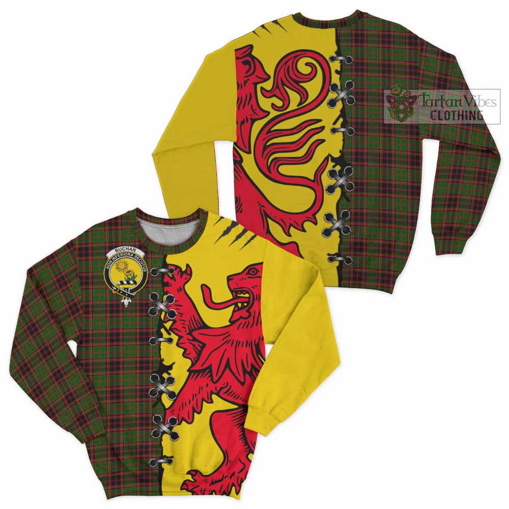 Buchan Tartan Family Crest Sweatshirt Lion Rampant Honor - Tartan Vibes Clothing