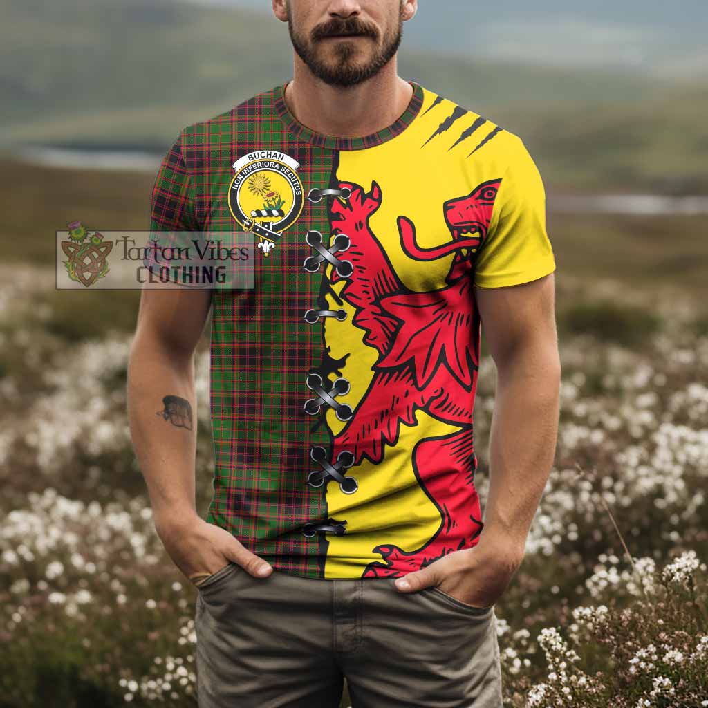 Buchan Tartan Family Crest T-shirt Lion Rampant Honor - Tartan Vibes Clothing