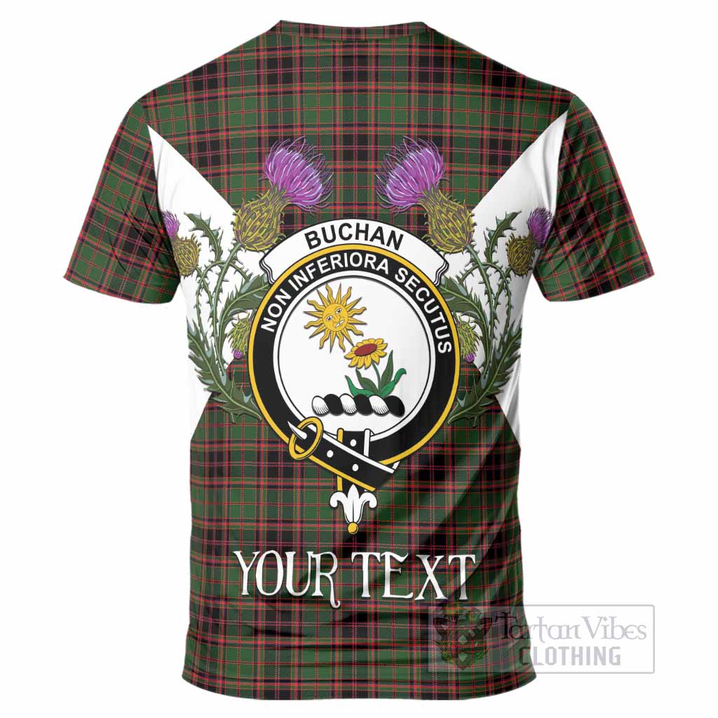 Buchan Tartan Family Crest T-Shirt Scottish Burns Night Thistle Floral