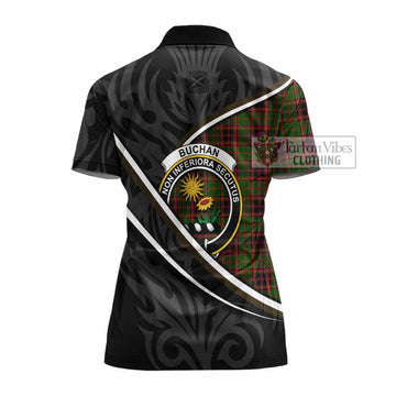 Buchan Tartan Family Crest Women's Polo Shirt Celtic Scottish Thistle Floral