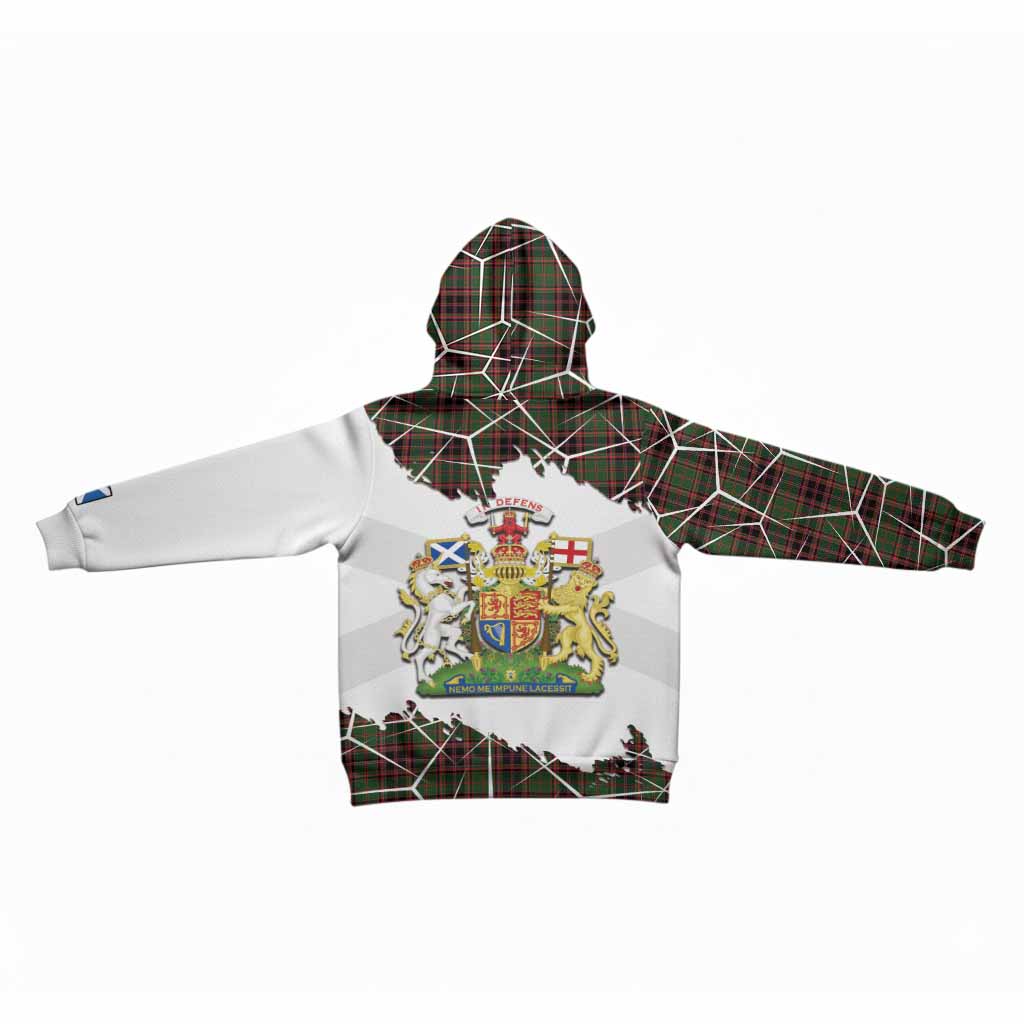 Buchan Tartan Kid Hoodie with Family Crest and Lion Rampant Grunge Style