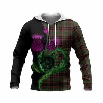 Buchan Tartan Knitted Hoodie Traditional Scottish Thistle