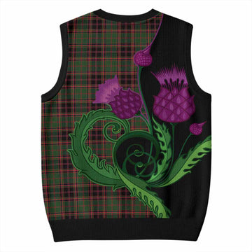 Buchan Tartan Knitted V-Neck Vest Traditional Scottish Thistle