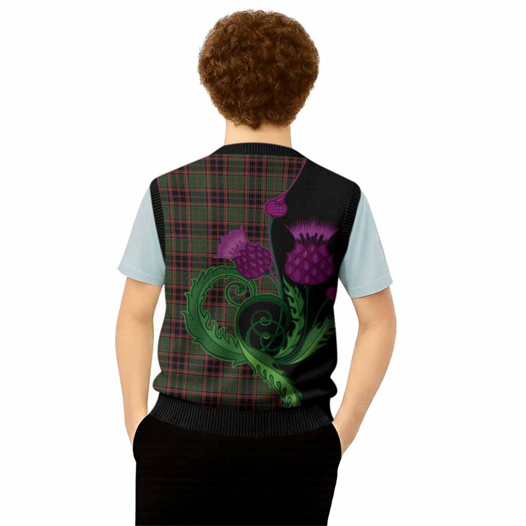 Buchan Tartan Knitted V-Neck Vest Traditional Scottish Thistle