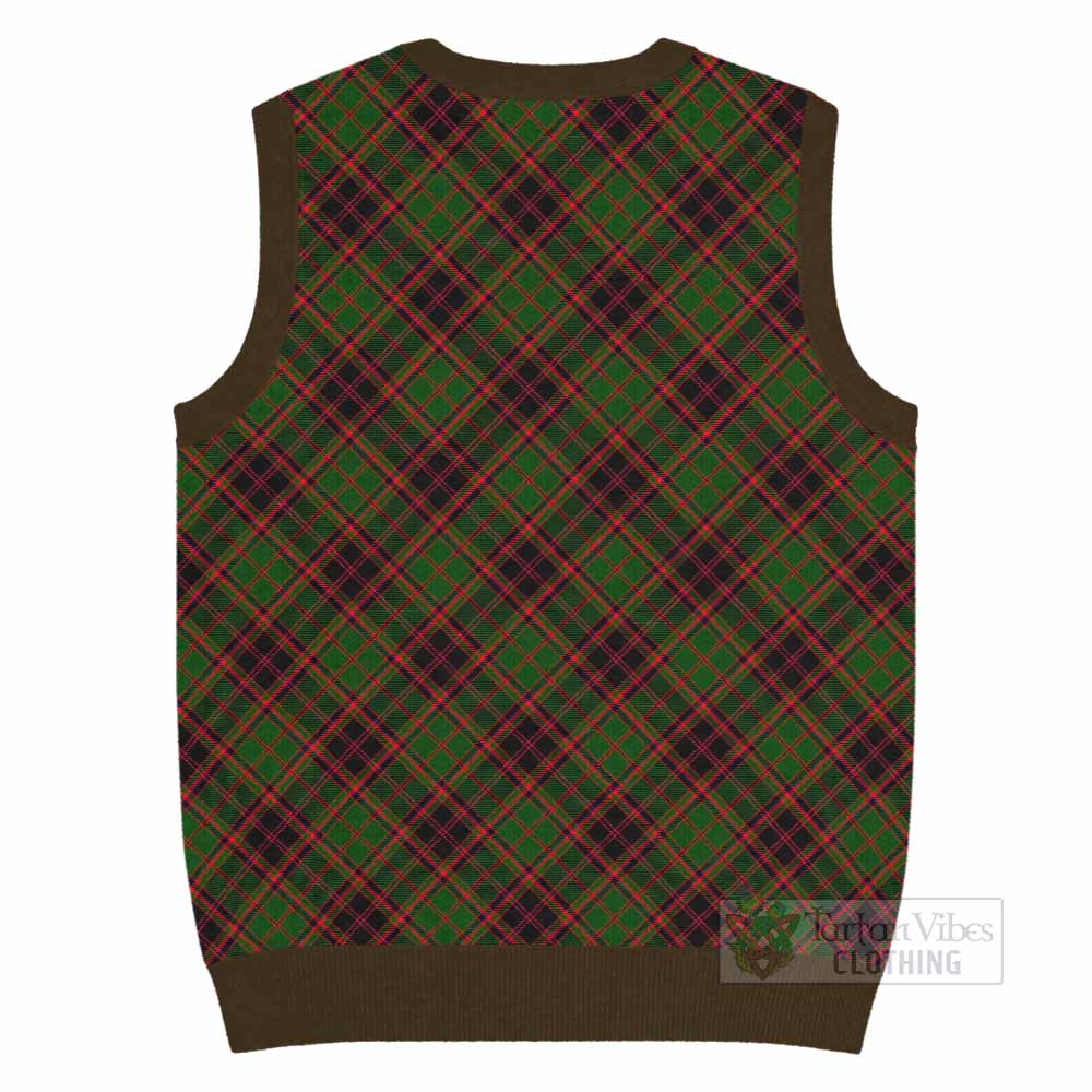 Buchan Tartan Knitted V-Neck Vest with Family Crest Cross Style