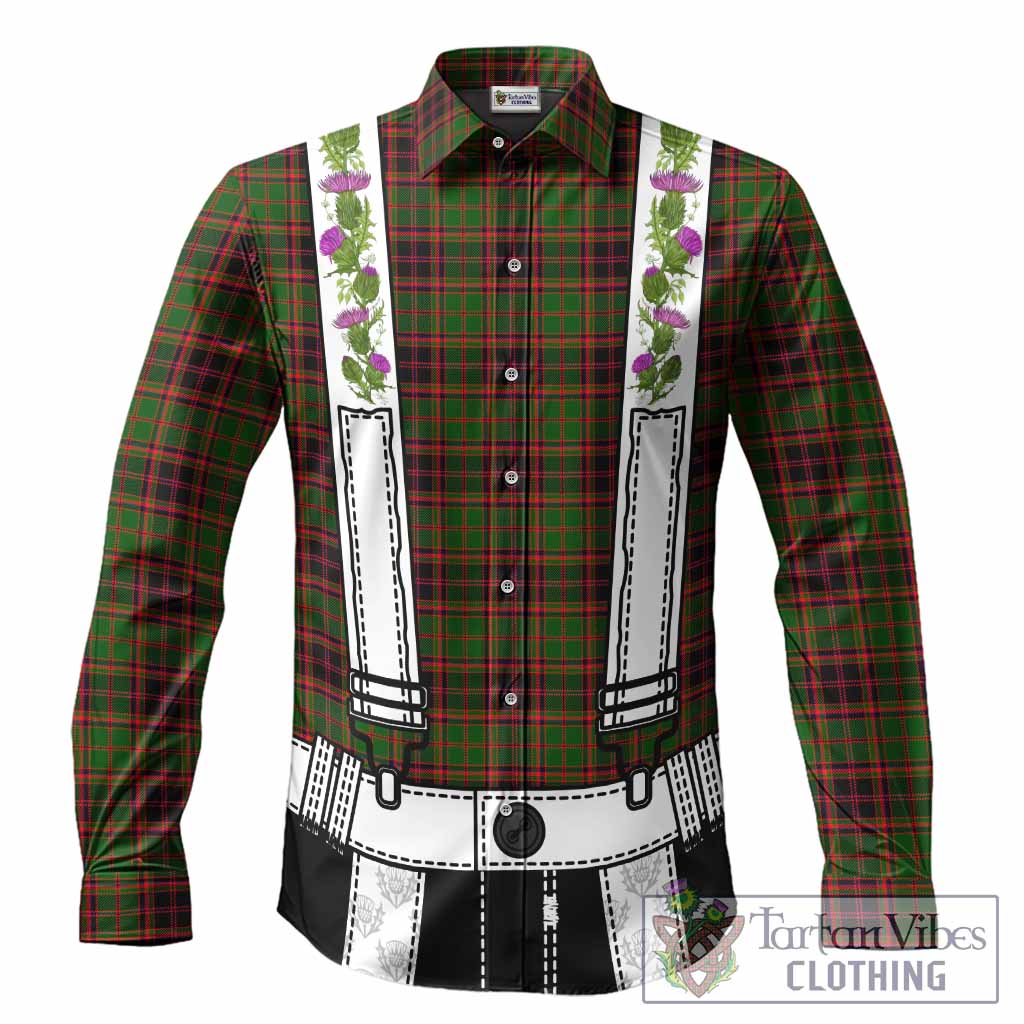Buchan Tartan Lederhosen Costume Long Sleeve Button Shirts Scotland Thistle Floral