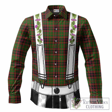 Buchan Tartan Lederhosen Costume Long Sleeve Button Shirts Scotland Thistle Floral