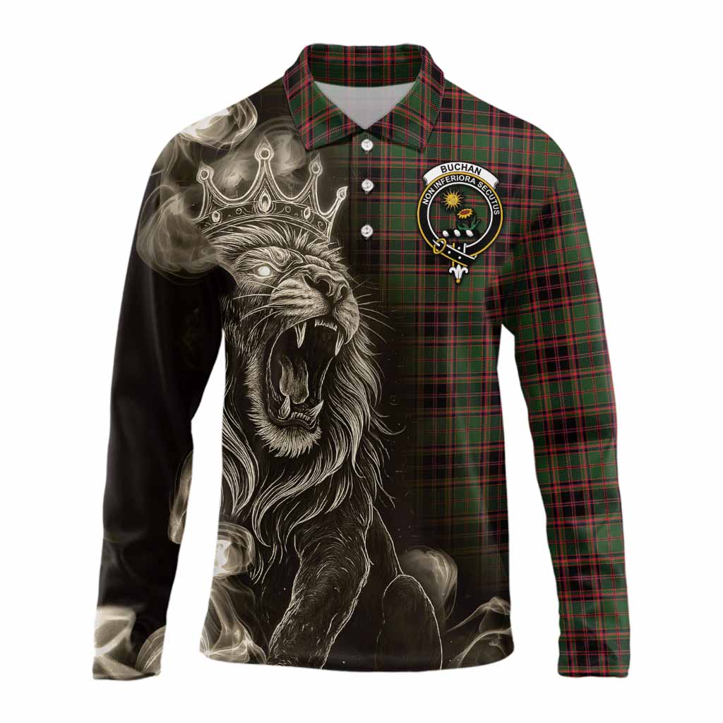 Buchan Tartan Long Sleeve Polo Shirt Roaring Lion Heritage