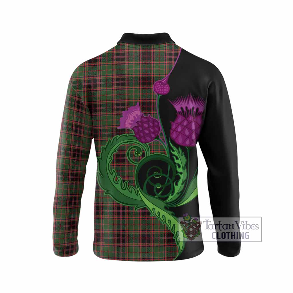 Buchan Tartan Long Sleeve Polo Shirt Traditional Scottish Thistle