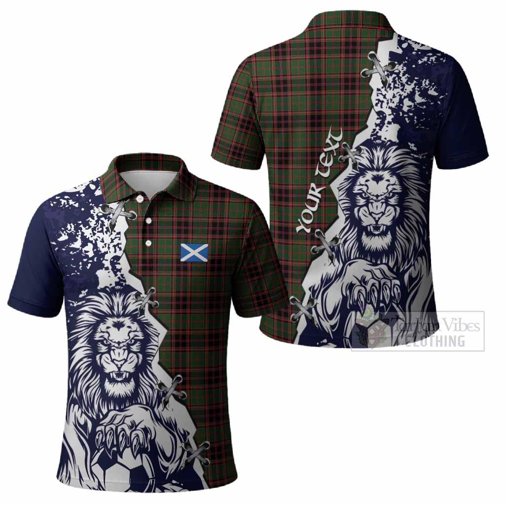 Buchan Tartan Scottish Polo Shirt Angry Lion With Soccer Ball Style