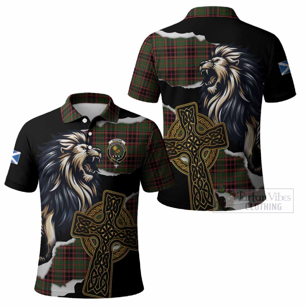Buchan Tartan Scottish Polo Shirt Lion Celtic Heritage