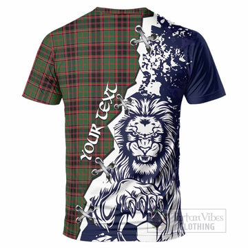Buchan Tartan Scottish T-Shirt Angry Lion With Soccer Ball Style