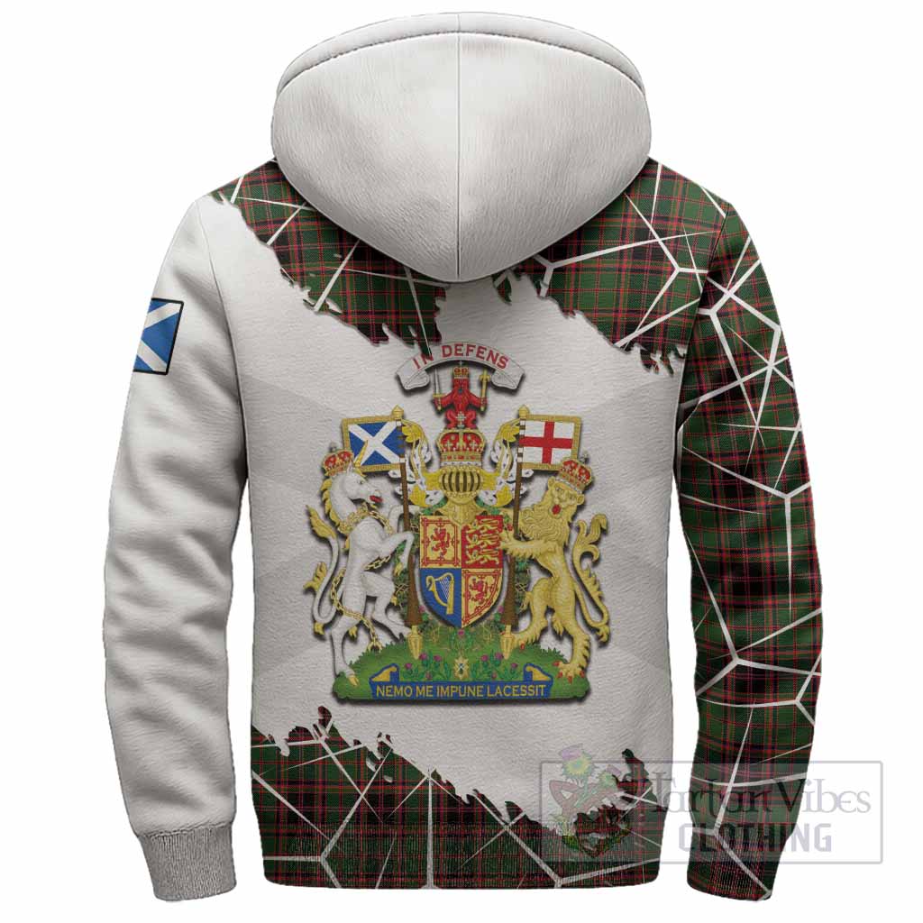 Buchan Tartan Sherpa Hoodie with Family Crest and Lion Rampant Grunge Style