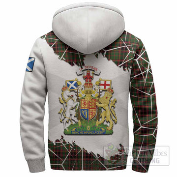 Buchan Tartan Sherpa Hoodie with Family Crest and Lion Rampant Grunge Style