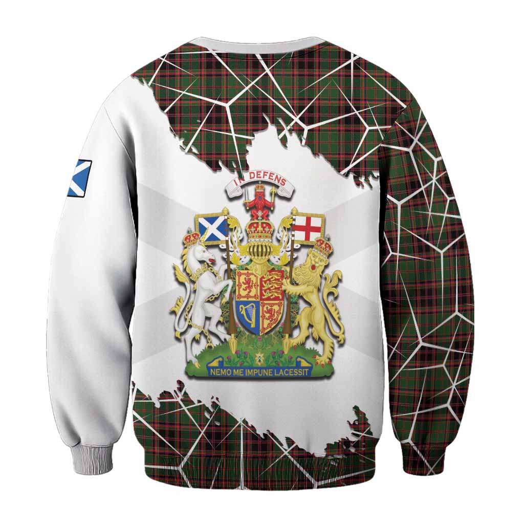 Buchan Tartan Sweatshirt with Family Crest and Lion Rampant Grunge Style