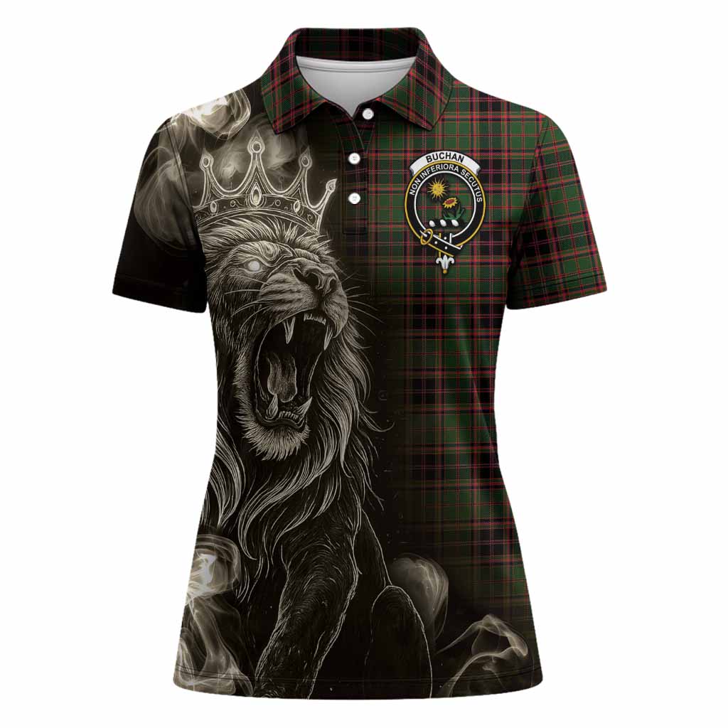 Buchan Tartan Women Polo Shirt Roaring Lion Heritage