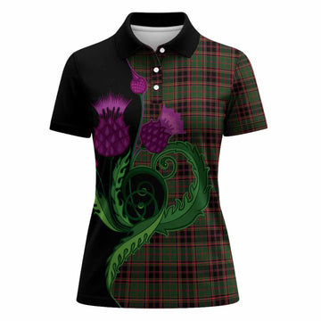 Buchan Tartan Women Polo Shirt Traditional Scottish Thistle