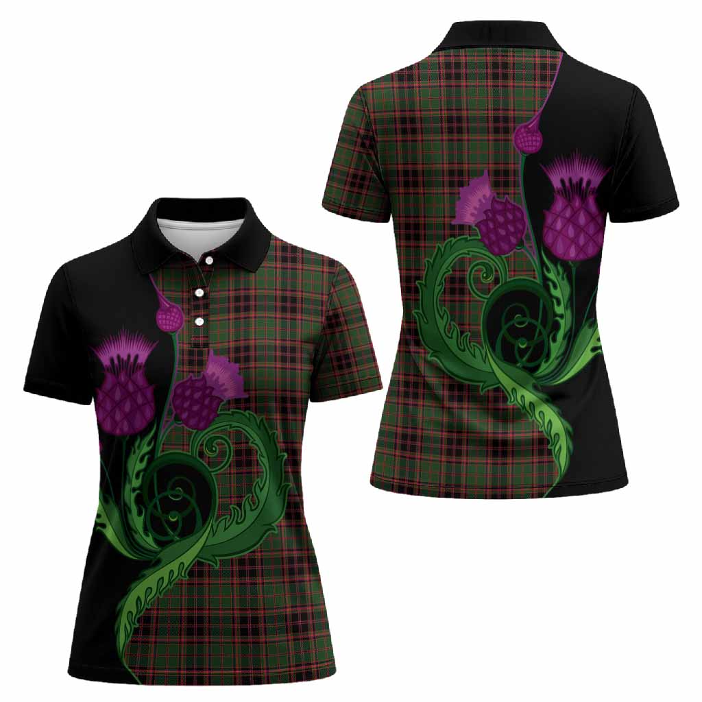Buchan Tartan Women Polo Shirt Traditional Scottish Thistle