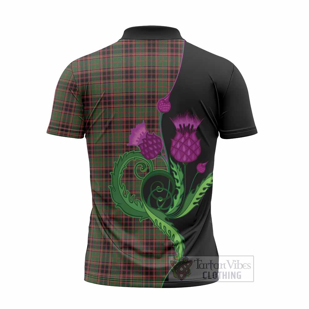 Buchan Tartan Zipper Polo Shirt Traditional Scottish Thistle