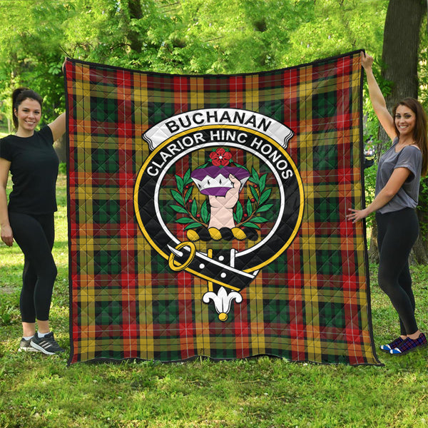 Buchanan Tartan Quilt with Family Crest Super King Quilt 91" x 110" - Tartan Vibes Clothing