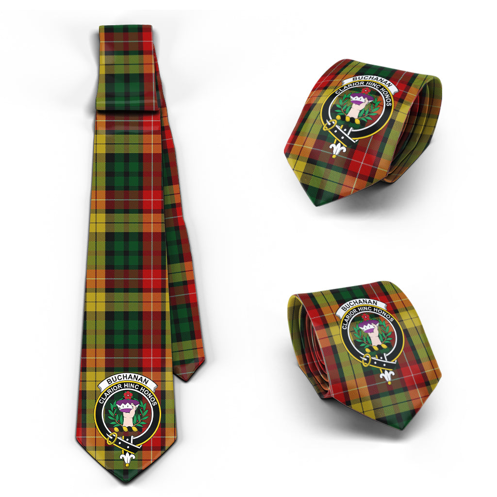 Buchanan Tartan Classic Necktie with Family Crest Necktie One Size - Tartan Vibes Clothing