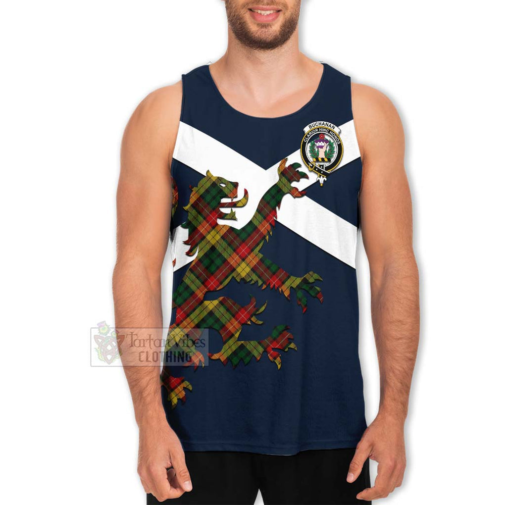 Tartan Vibes Clothing Buchanan Tartan Lion Rampant Men's Tank Top – Proudly Display Your Heritage with Alba Gu Brath and Clan Name